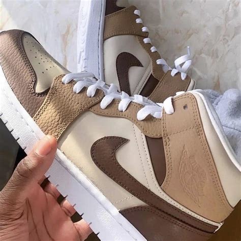 Jordan 1 Mid Custom Brown Nude Colour Way Depop