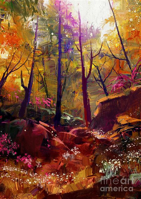 Landscape Painting Of Beautiful Autumn Digital Art By