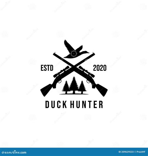 Duck Hunting Logo Hunting Badge Or Emblem Stock Vector Illustration