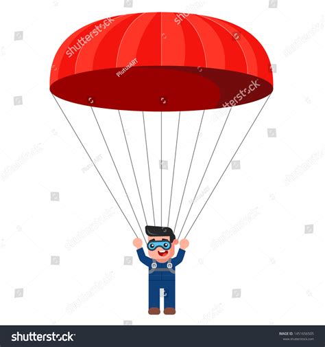 Young Male Parachitist Red Parachute Extreme Stock Vector Royalty Free