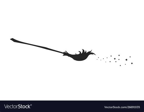 Black Silhouette Witch Broom Royalty Free Vector Image