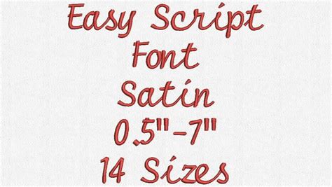 Easy Script Font 14 Sizes Embroidery Design