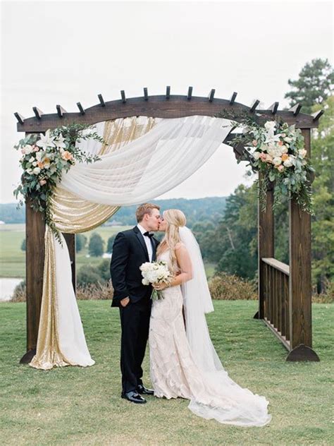 Pergola Handmade By The Father Of The Bride With Beautiful Draping
