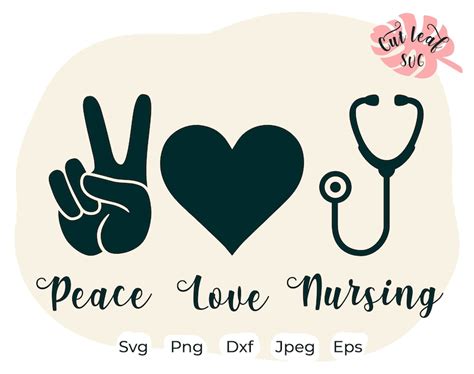 Peace Love Nursing Svg Nurse Svg Nursing Svg Stethoscope - Etsy