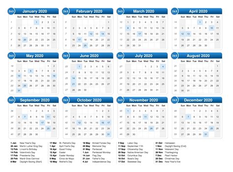 Federal Holidays 2020 Calendar Printable Calendar