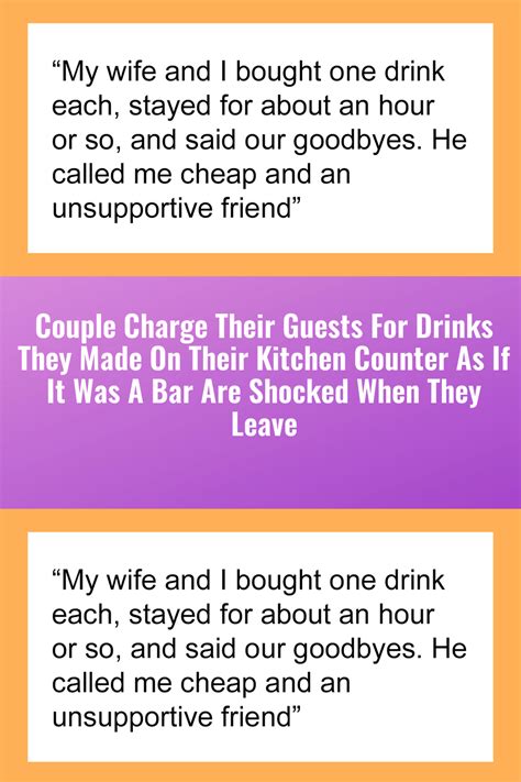 couple charge their guests for drinks they made on their kitchen counter as if it was a bar are