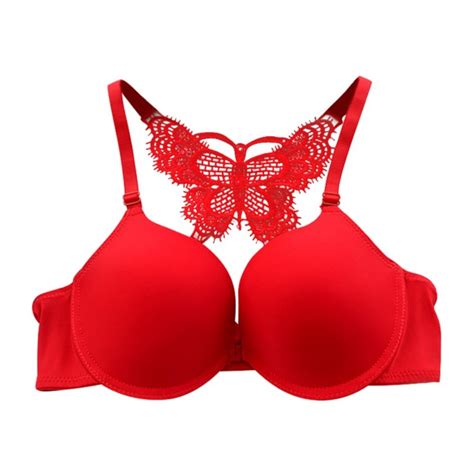 Women Sexy Front Closure Bras Y Line Straps Lace Push Up Bra Butterfly Back Beauty Smooth Padded