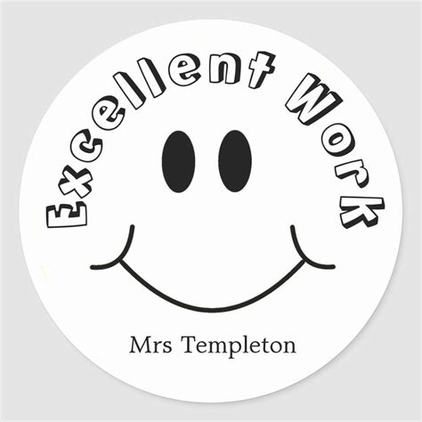 Custom Teacher Reward Smiling Classic Round Sticker Work