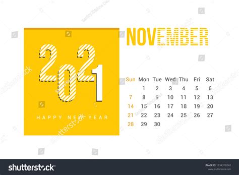 November 2021 Calendar Template Design With Royalty Free Stock Vector