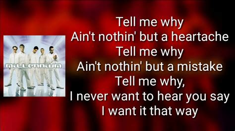 Backstreet Boys I Want It That Way Lyrics Youtube