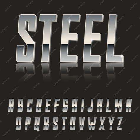 Premium Vector Steel Chrome Letters Typeface Made Of Steel Modern