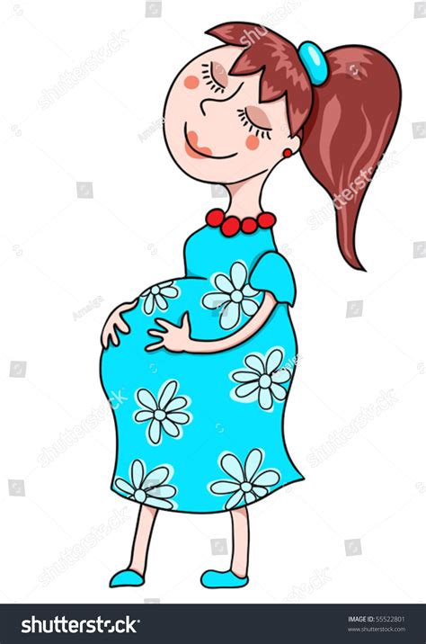 Cartoon Pregnant Woman Isolated On White Stock Vector Royalty Free 55522801