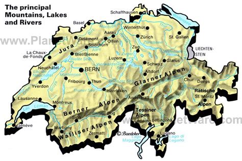 Map Of Switzerland Mountains Lakes And Rivers Planetware
