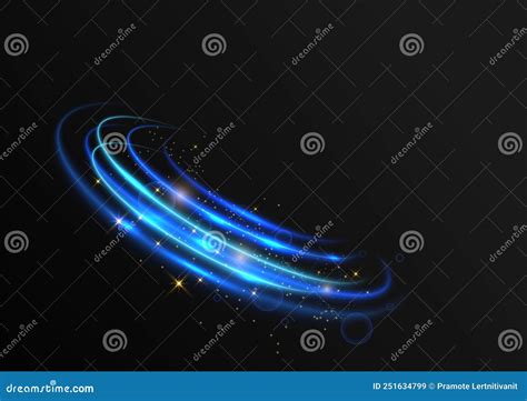 Blue Light Effect Curves With Sparkle On Black Background Stock Vector