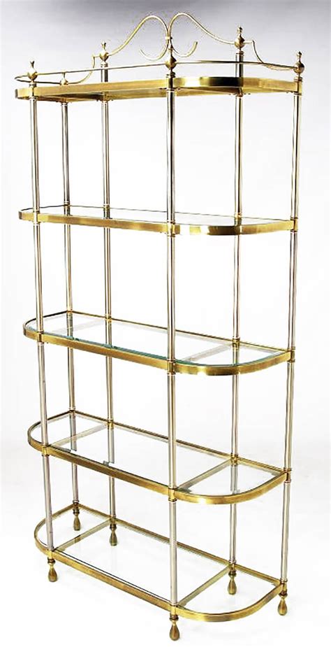 Great selection of stainless steel wall shelving from brands like danver, john boos, aero, stainless craft, whitehaus, cannonware. Italian Regency Brass and Brushed Steel, Five-Shelf ...