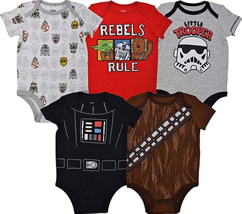 Star Wars Baby Boys 5 Pack Bodysuits Clothing
