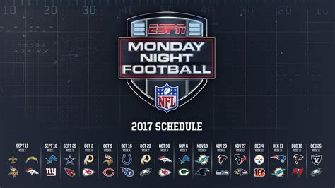 Espn On Twitter The 2017 Monday Night Football Schedule Is Here