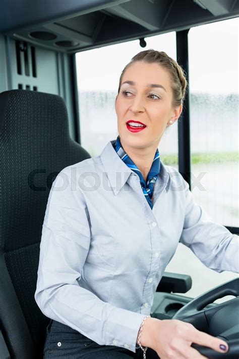 Female Bus Driver In Drivers Seat Stock Image Colourbox