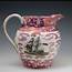 Antique English Pottery Pink Lustre Jug With Nautical Themes Early 