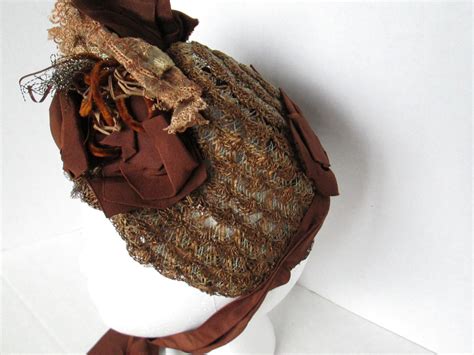 Rare 1800s Bonnet Victorian Ladies Hat Fine Woven Brown