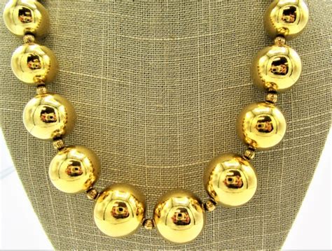 Vintage Trifari Chunky Gold Necklace Graduated Gold Balls Etsy