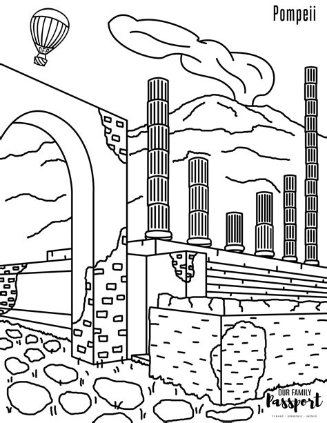 Pompeii Italy Coloring Page Instant Download Etsy