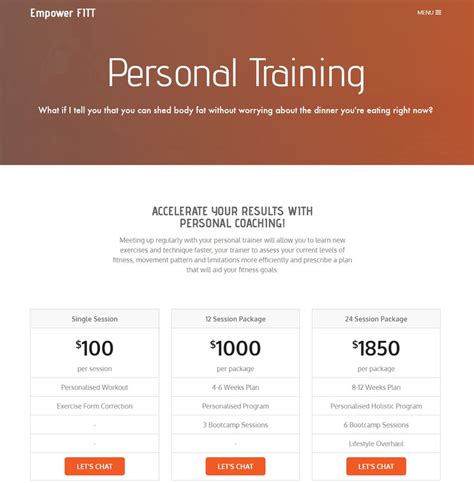 How To List Your Prices On Your Personal Trainer Website