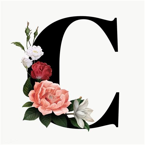 Classic And Elegant Floral Alphabet Font Letter C Transparent Png