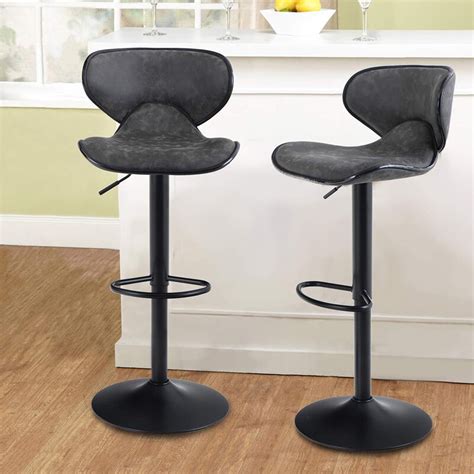 Superjare Adjustable Bar Stools Set Of 2 And Industrial Bar Table And