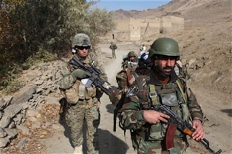Afghan National Army Soldiers Us Marines And Us Army Soldiers