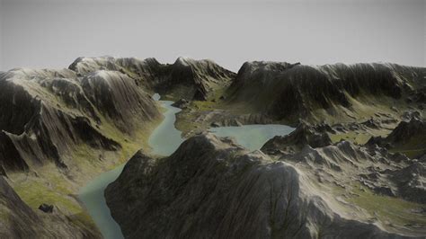 Valley Mountain River Landscape Buy Royalty Free 3d Model By Nicholas