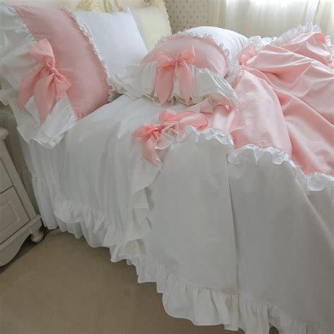 Elegant Princess Korean Style Bedding Set Lace Ruffle Duvet Cover 2 Layers Bed Sheet Bedspread