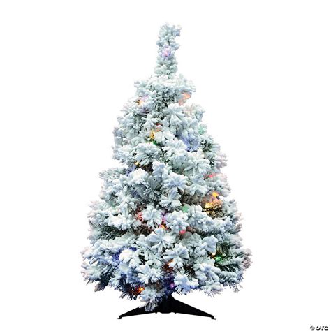 Vickerman 36 Flocked Alaskan Pine Christmas Tree With Multi Colored
