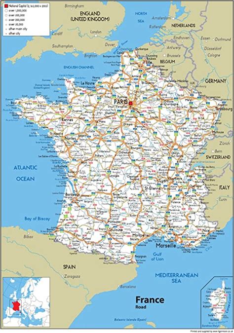 France Road Map A1 Size 594 X 841 Cm Uk Office Products