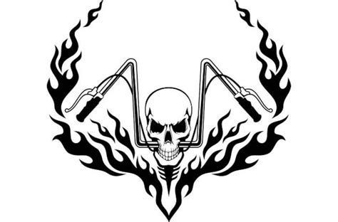 Motorcycle Logo 7 Skull Chopper Handle Bars Flames Bike Biker Etsy