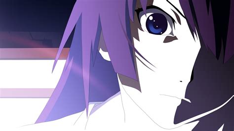 Bakemonogatari Close Long Hair Monogatari Series Purple Eyes Purple
