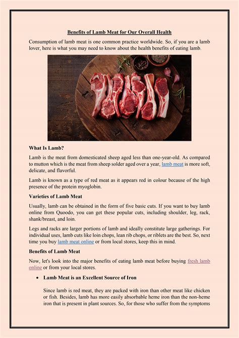 Benefits Of Lamb Meat For Our Overall Health By Quoodo Com Issuu