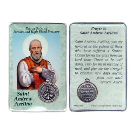 Check spelling or type a new query. Saint Andrew Avelino Prayer Card with Medal