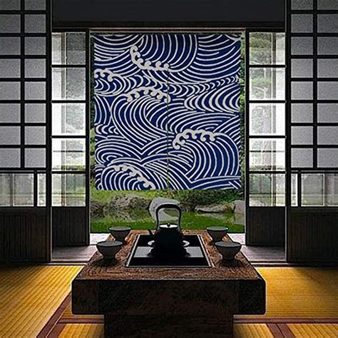 Baiht Home Cotton Linen Japanese Noren Doorway Curtain Tapestry Hokusai