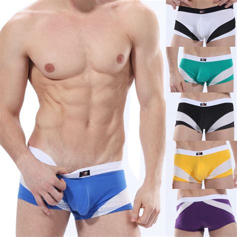 Wj Brand 2018 Summer New Fashion Men Sexy Cotton Boxer Underwear With Breathable Mesh Boxers