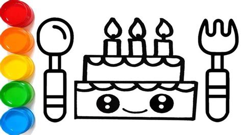 Lets Learn How To Draw A Happy Birthday Cake Easy 🎂🎈 Drawing Coloring