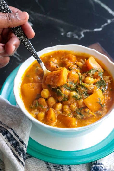 Butternut Squash Chickpea Curry With Spinach Masalachilli