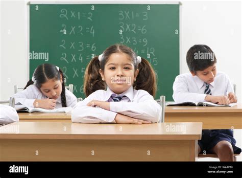 Los Escolares Que Estudian En Un Aula Fotografía De Stock Alamy