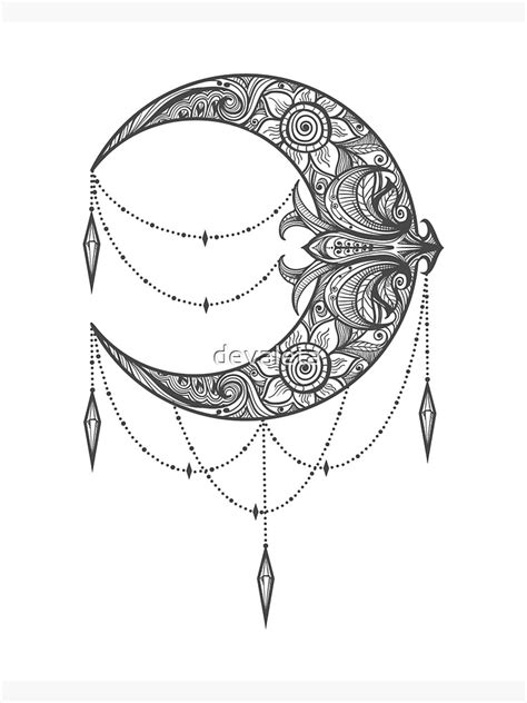Crescent Moon Zentangle Style Sticker For Sale By Devaleta Redbubble