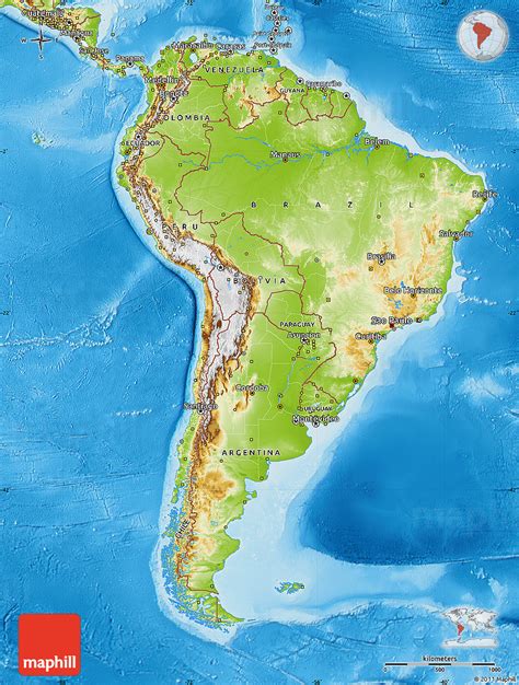 Physical Map Of South America