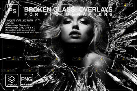Broken Glass Photoshop Overlay Broken Graphic By 2SUNS Creative Fabrica