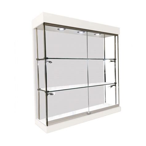 1000mm X 1000mm Frameless Gloss White Wall Display Cabinet Led Fitted