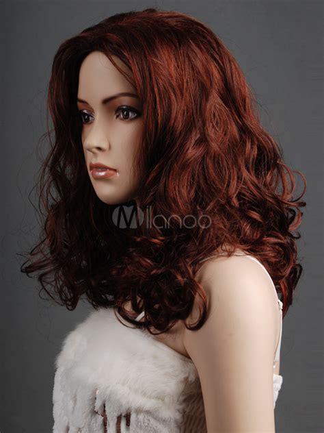 Noble Brown Medium Length Curly Wig For Women