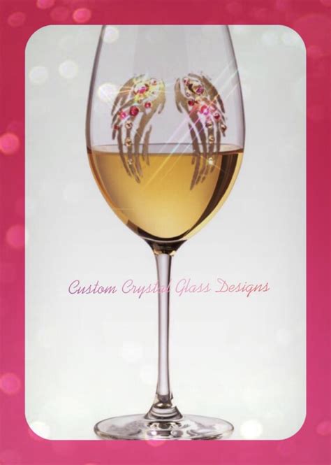 Items Similar To Engraved Wine Glass With Angel Wings Embellished With Swarovski Crystals On Etsy