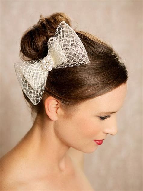 Ivory Bow Bridal Hair Accessories Birdcage Crystal Bow Fascinator